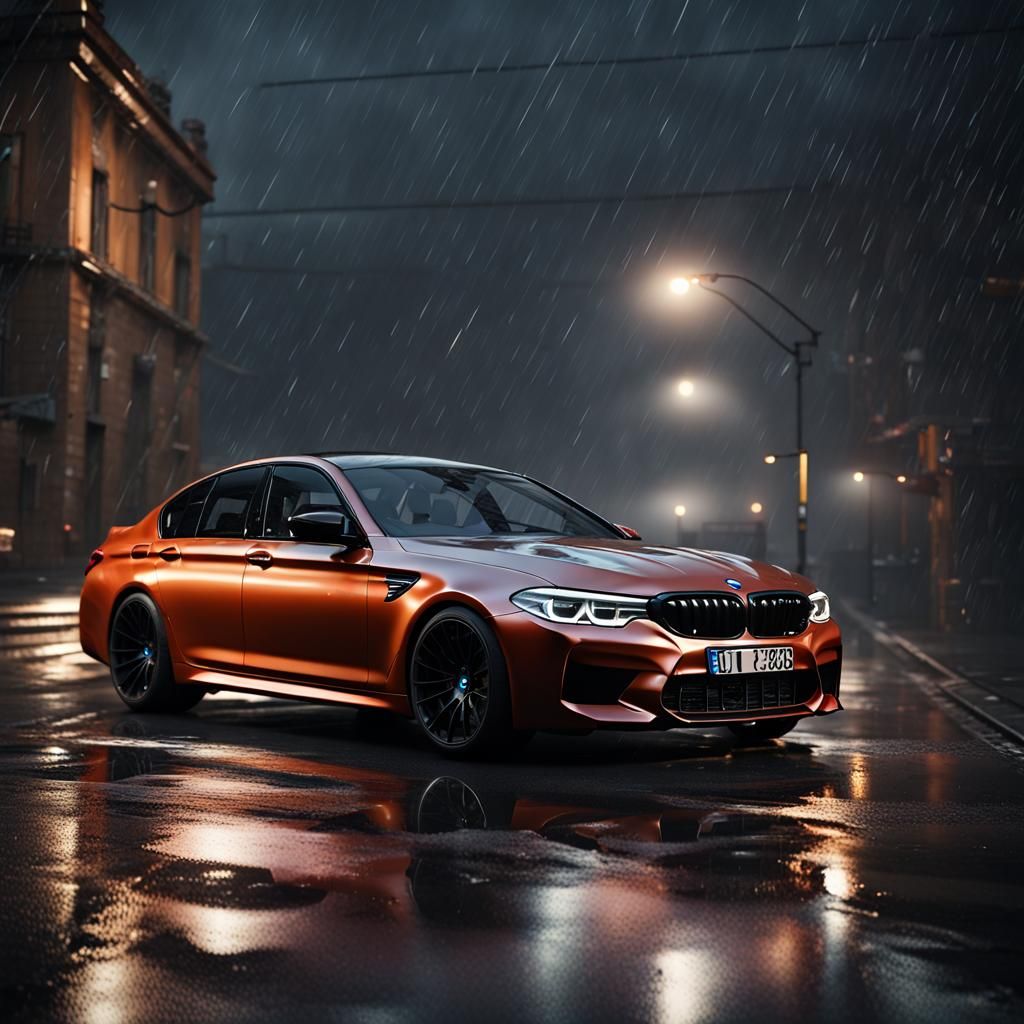 BMW M5 F90 Competes Under Dark City Skies