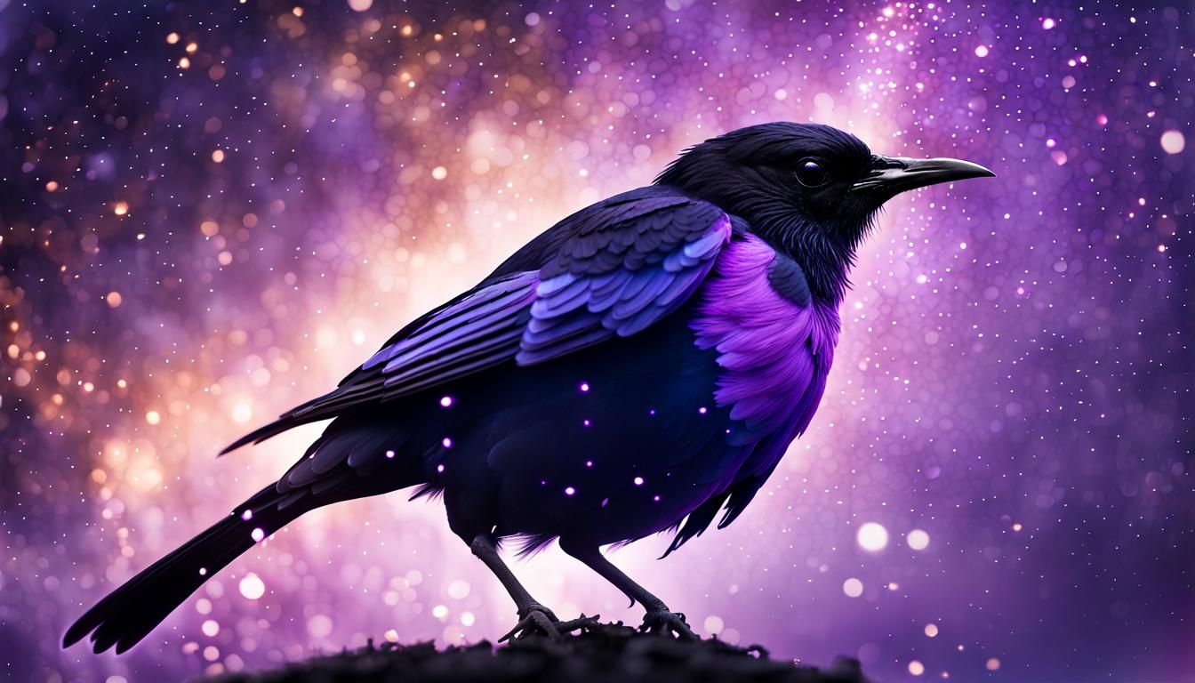 Epic Violet Backed Starling Silhouette in a Galaxy of Conste...