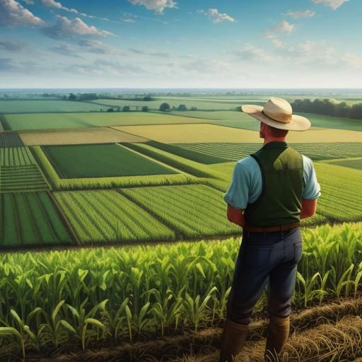 Farmer Contemplates Bountiful and Withered Harvest in Intric...