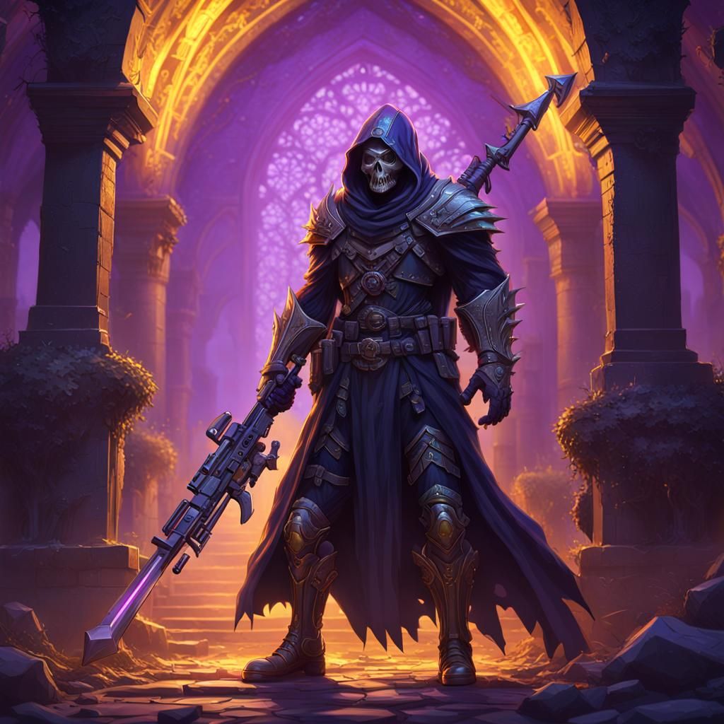 Cyberpunk Grim Reaper Concept Art in Dark Fantasy Style