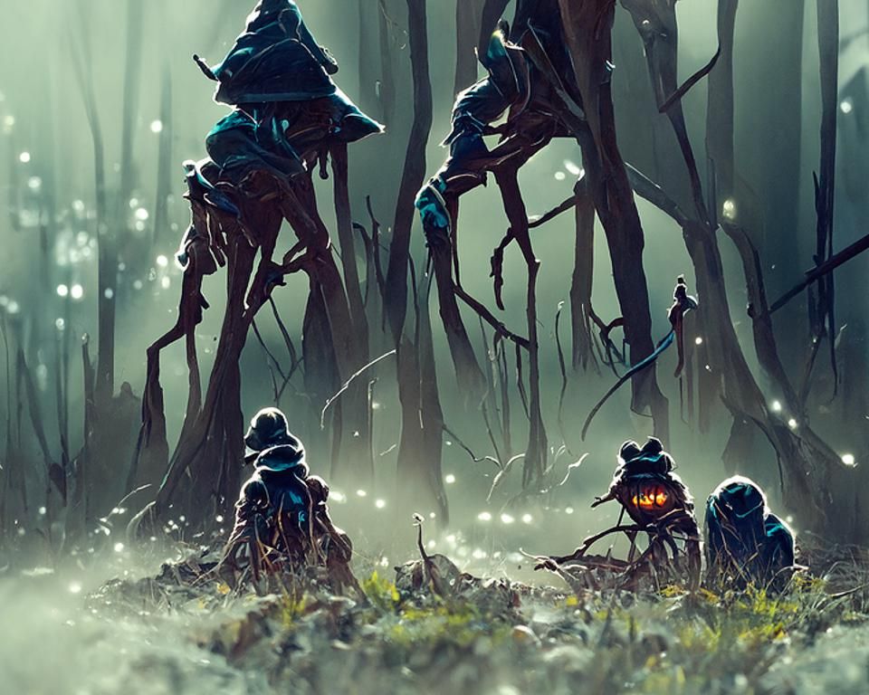Goblins in the Forest Shadows, a Cinematic Digital Artwork