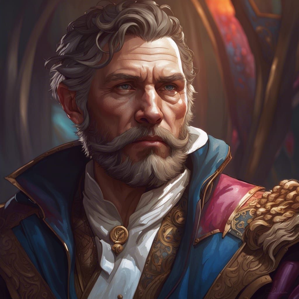 Hyper Detailed Concept Art Portrait in Triadic Colors