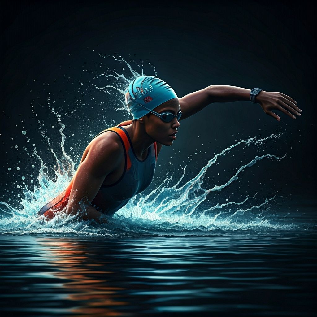 Black Female Swimmer in Nile Ironman Triathlon, Cairo