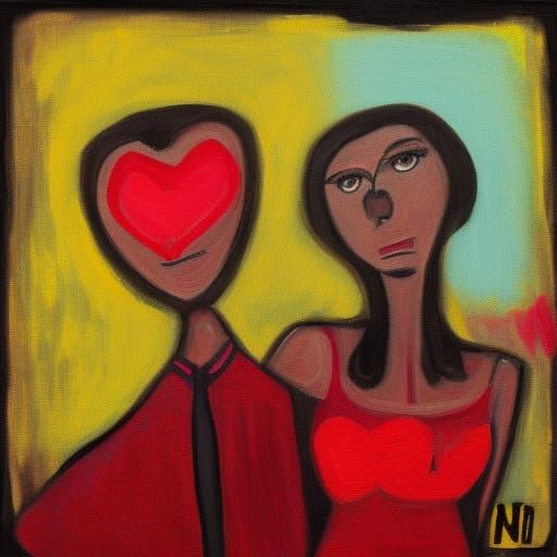 Romantic Couple Embrace: Visionary Art