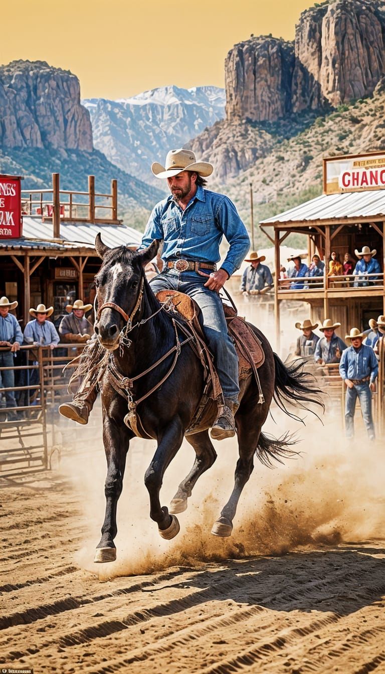 Wild West Rodeo Scene in Vivid Detail