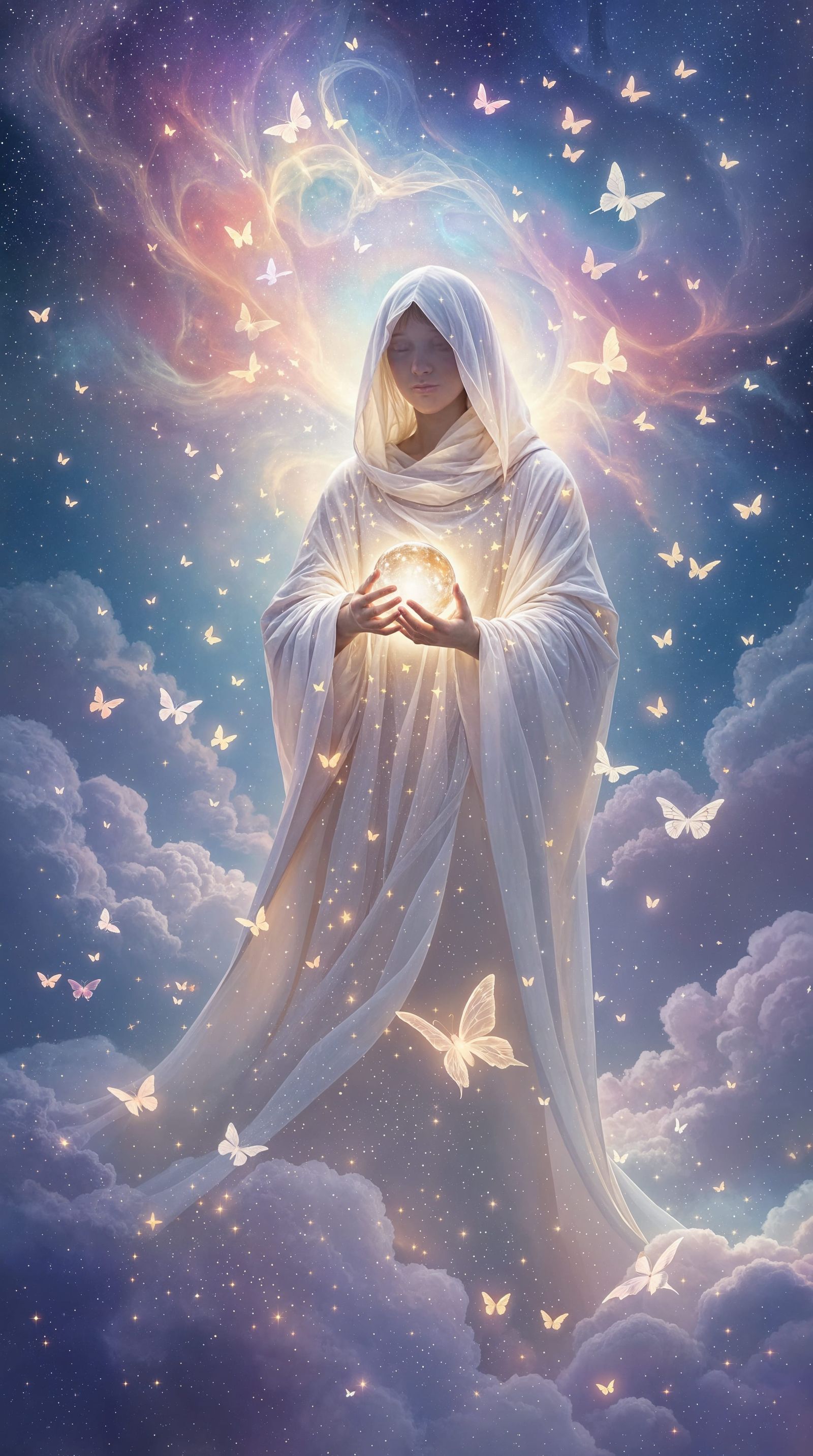 Ethereal Dreamer Amidst Cosmic Whispers