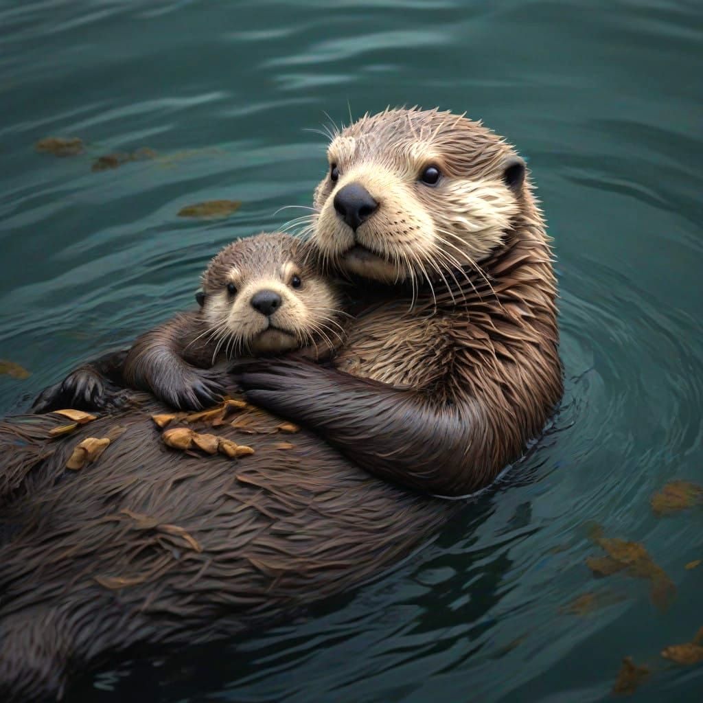 Motherly Love in Vibrant Neurographic Style