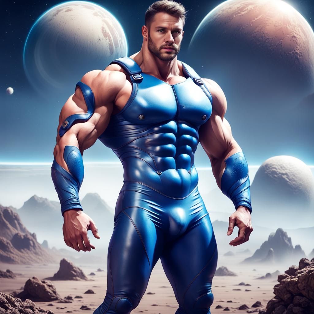 Muscular Space Explorer in Futuristic Aesthetic