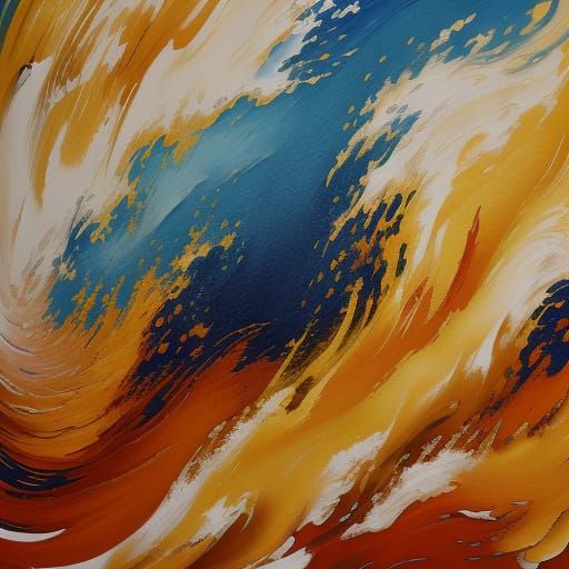 Impressionist Gouache Painting of People in Whirlwinds