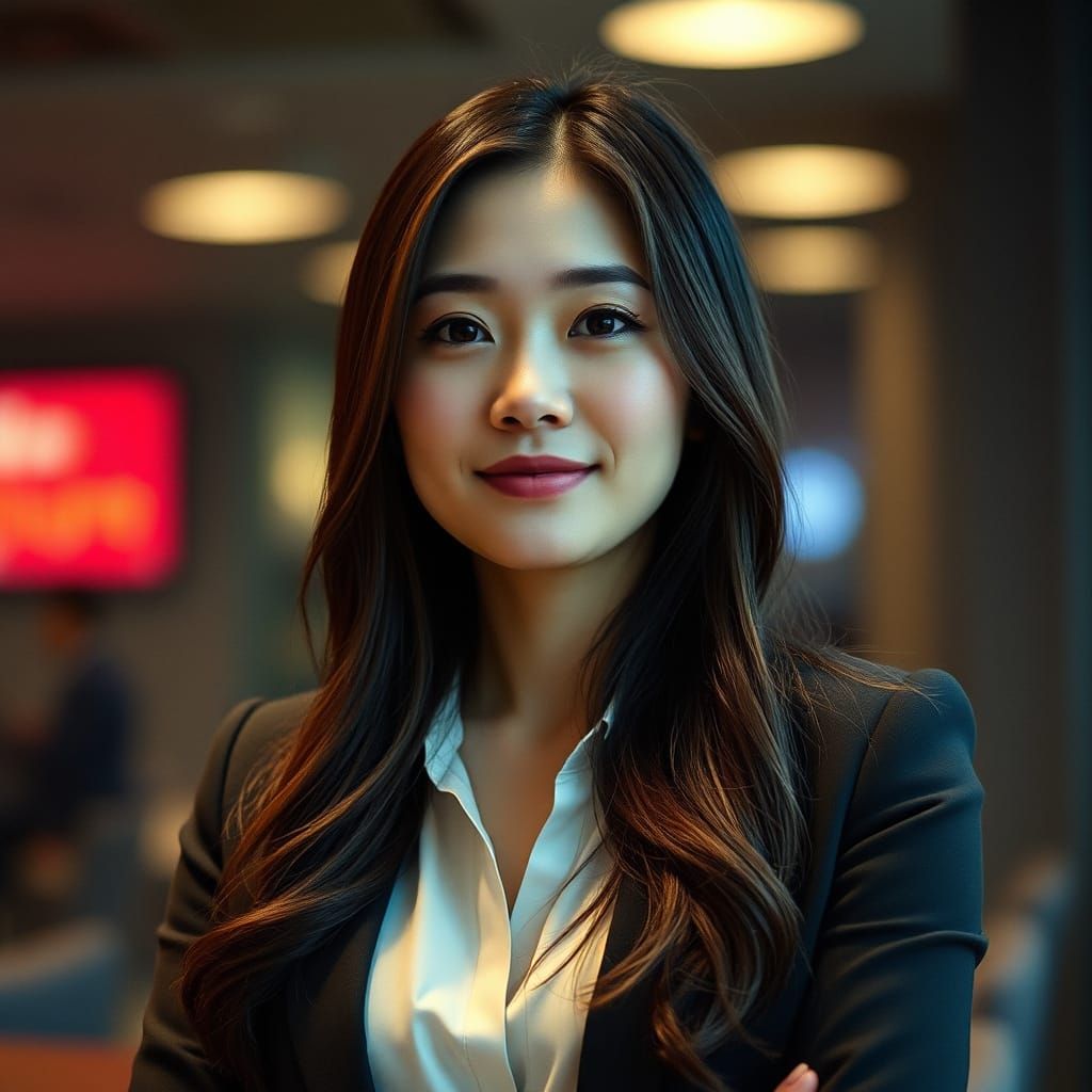 Confident Chinese Finance Director in Cinematic Style