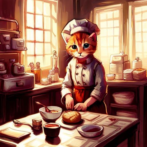 Ginger Baker Kitty as a Whimsical Baker