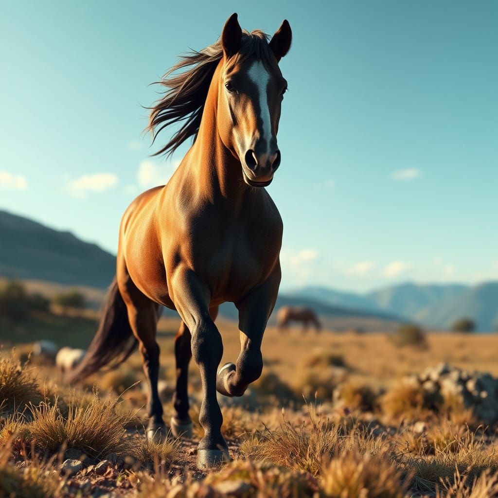 Horse in a Tuscan Countryside Landscape
