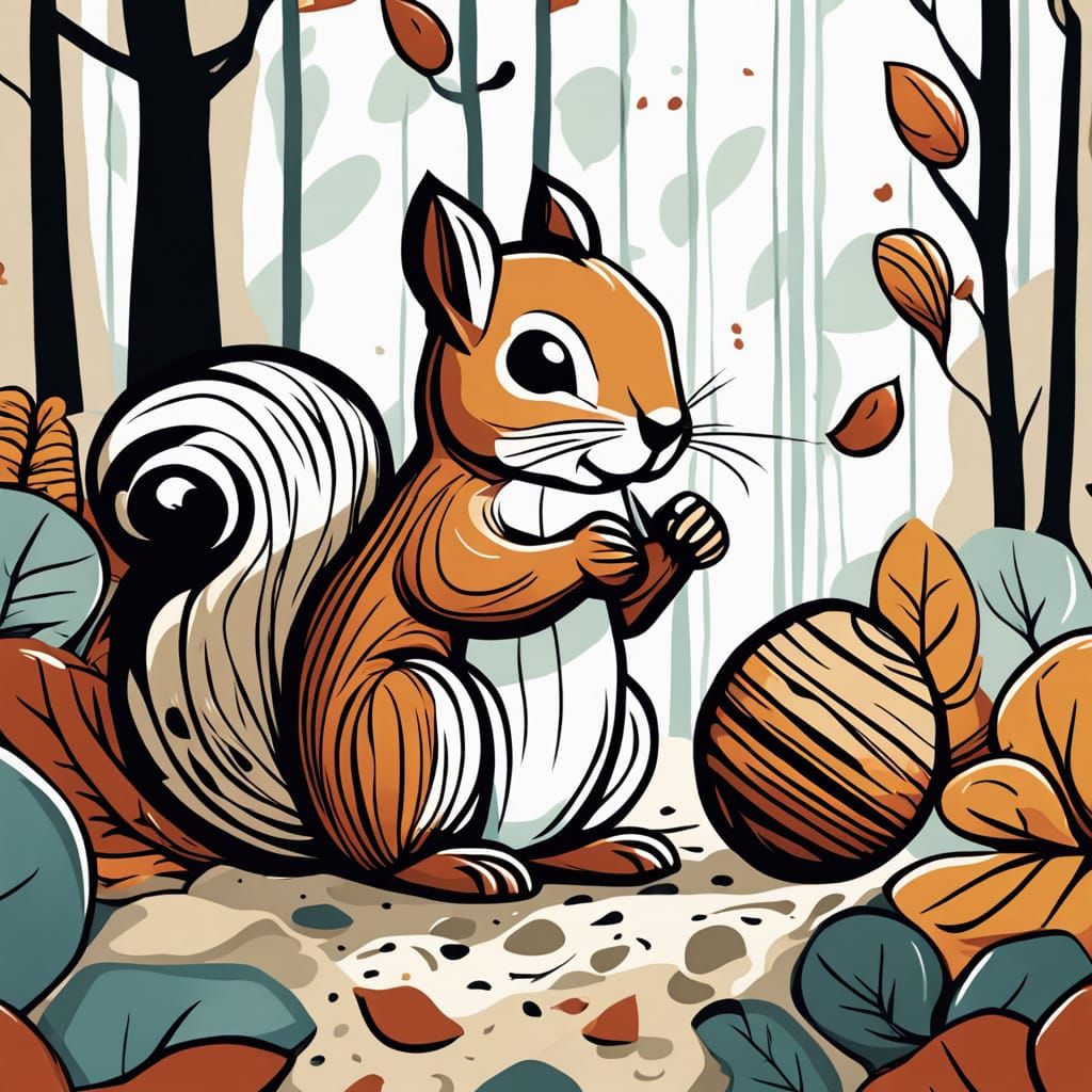 Whimsical Squirrel in Forest Splendor
