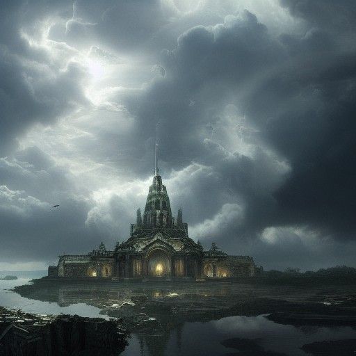 Stunning Digital Heaven Scene in Maximalist Epic Style