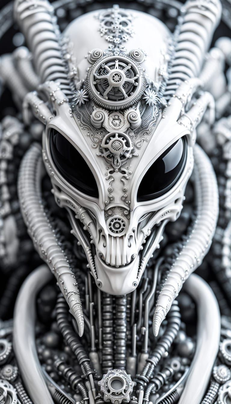 Steampunk Xenomorph Portrait in Extreme Detail