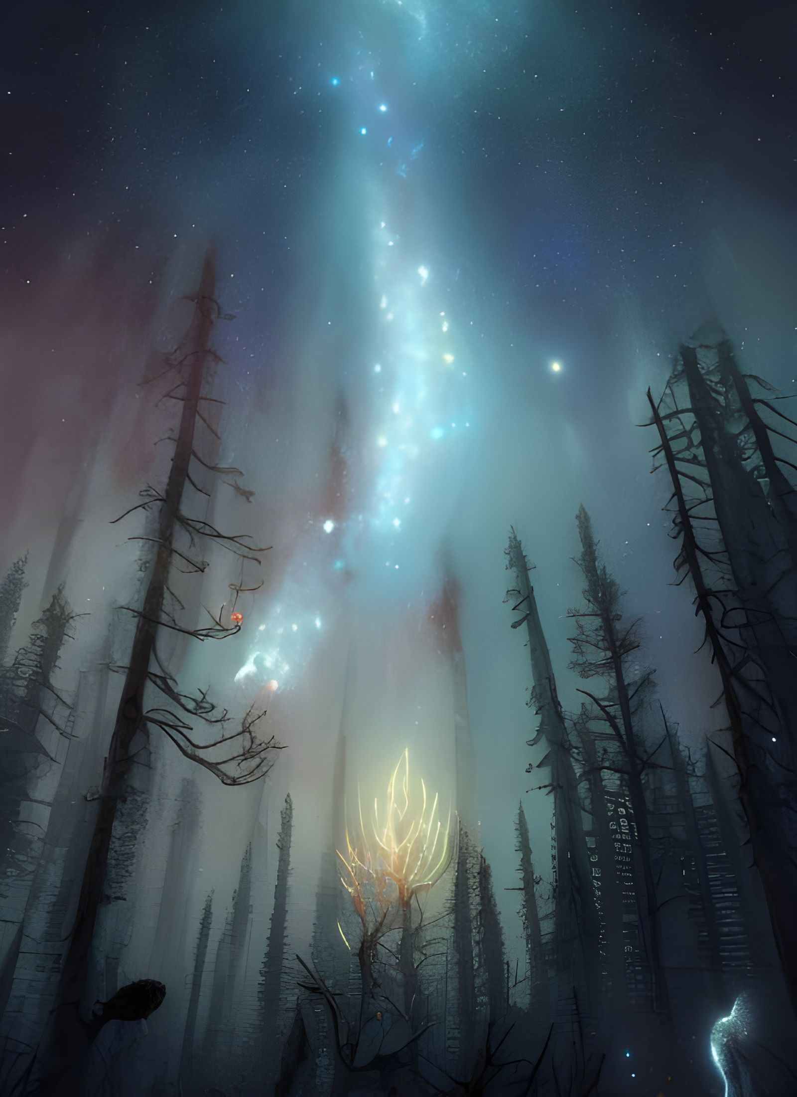 Surreal Winter Night Sky in Hyper-Realistic Digital Art