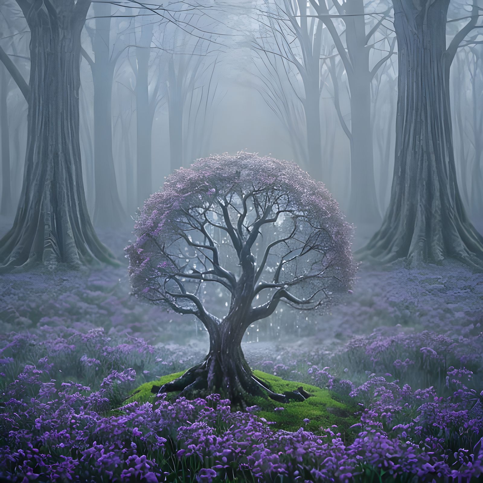 Ethereal Fantasy World Inside a Raindrop