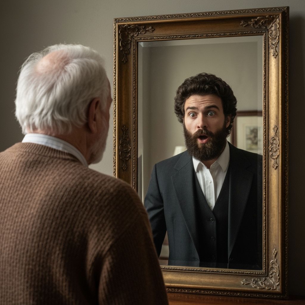 Old Man's Mirror: Reflection of Youthful Self