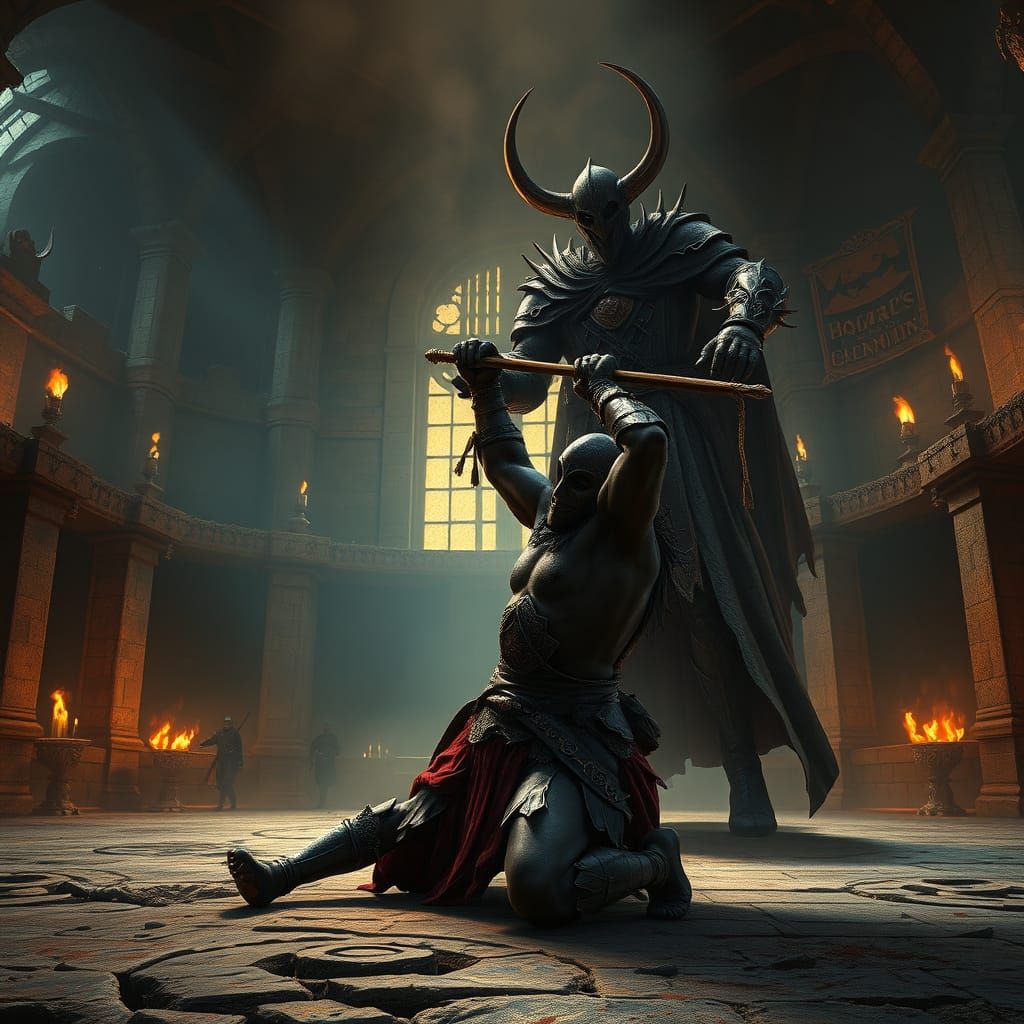 Dark Fantasy Warrior Endures Brutal Punishment in Ancient Ar...
