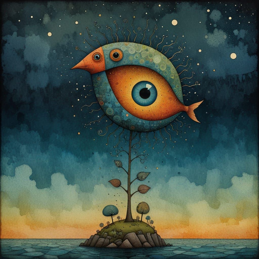 Whimsical Cereulian Goddess in Pointillist Splendor