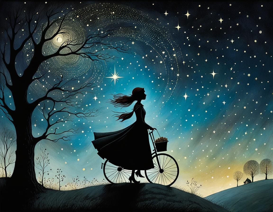 Enchanting Woman in Celestial Starlight