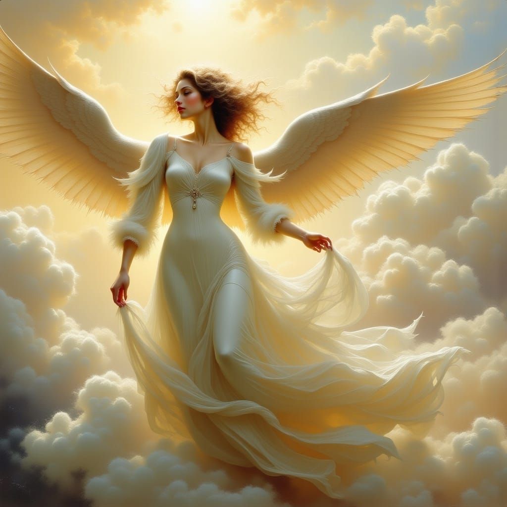 Ethereal Angel in Soft, Golden Light