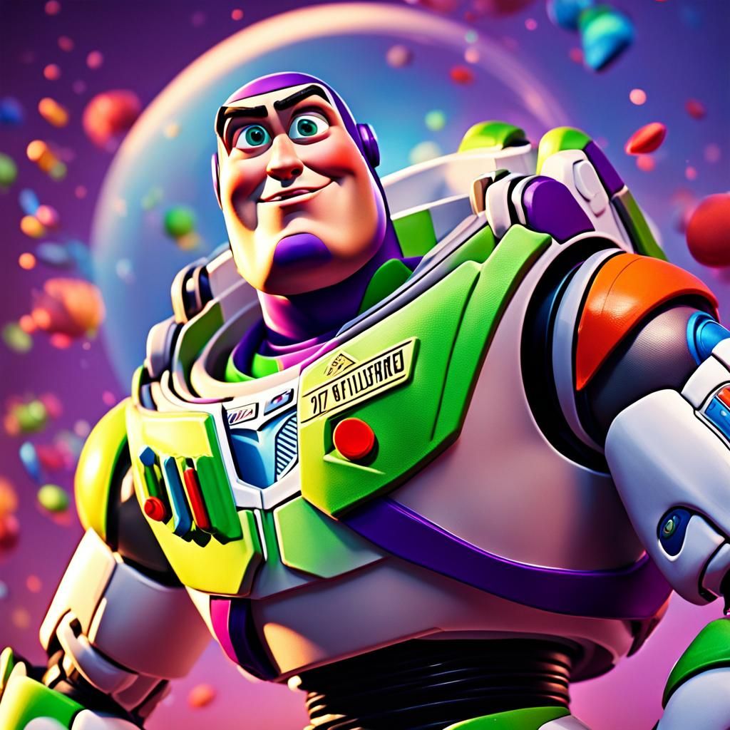 Buzz Lightyear in Intricately Detailed Hyperrealistic Splash...