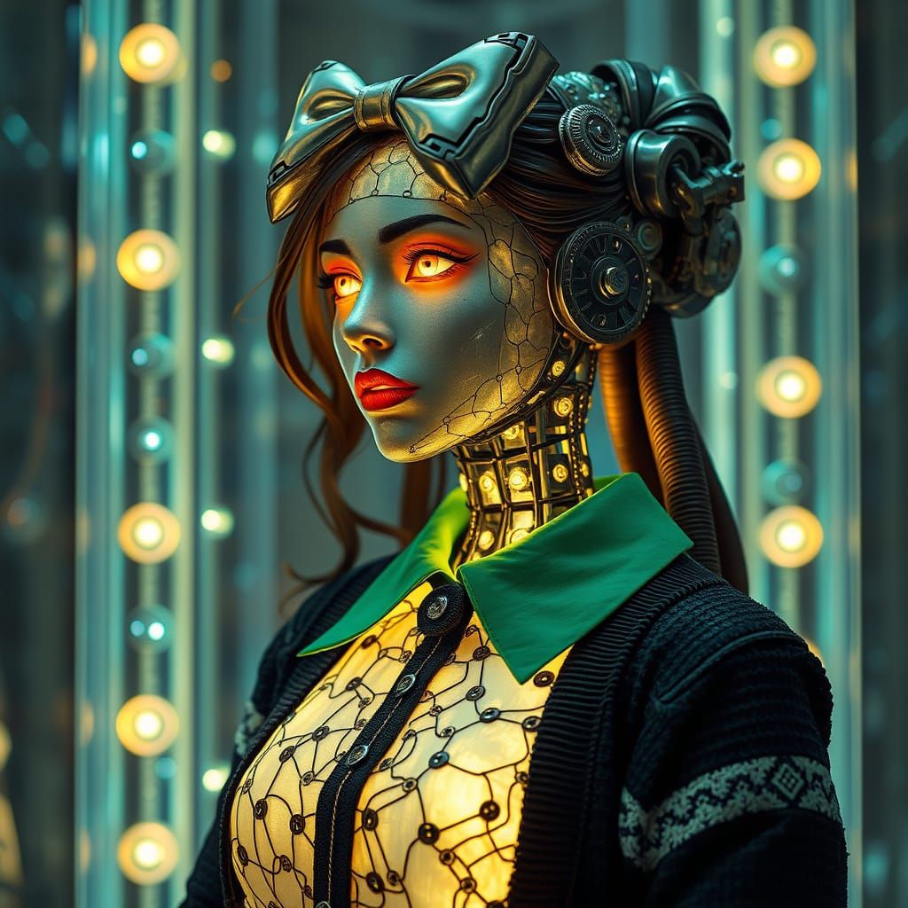 Intricate Metal Woman in Fantasycore Style