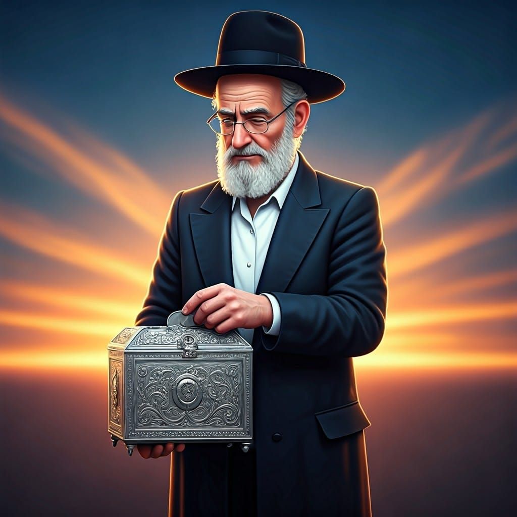 Wise Elder Collects Offerings in a Lavish Silver Box