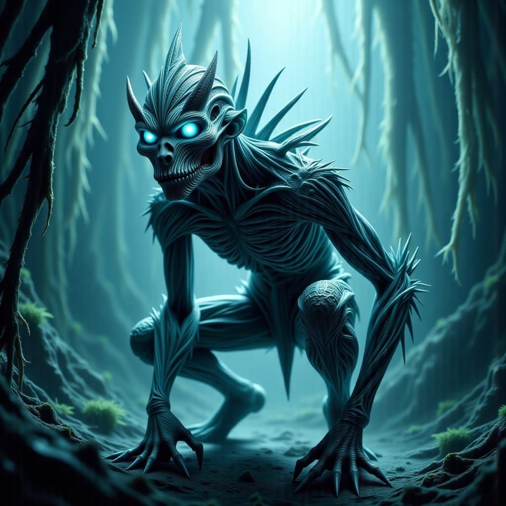 Mystical Murloc Warrior in Tribal Jungle Ruin