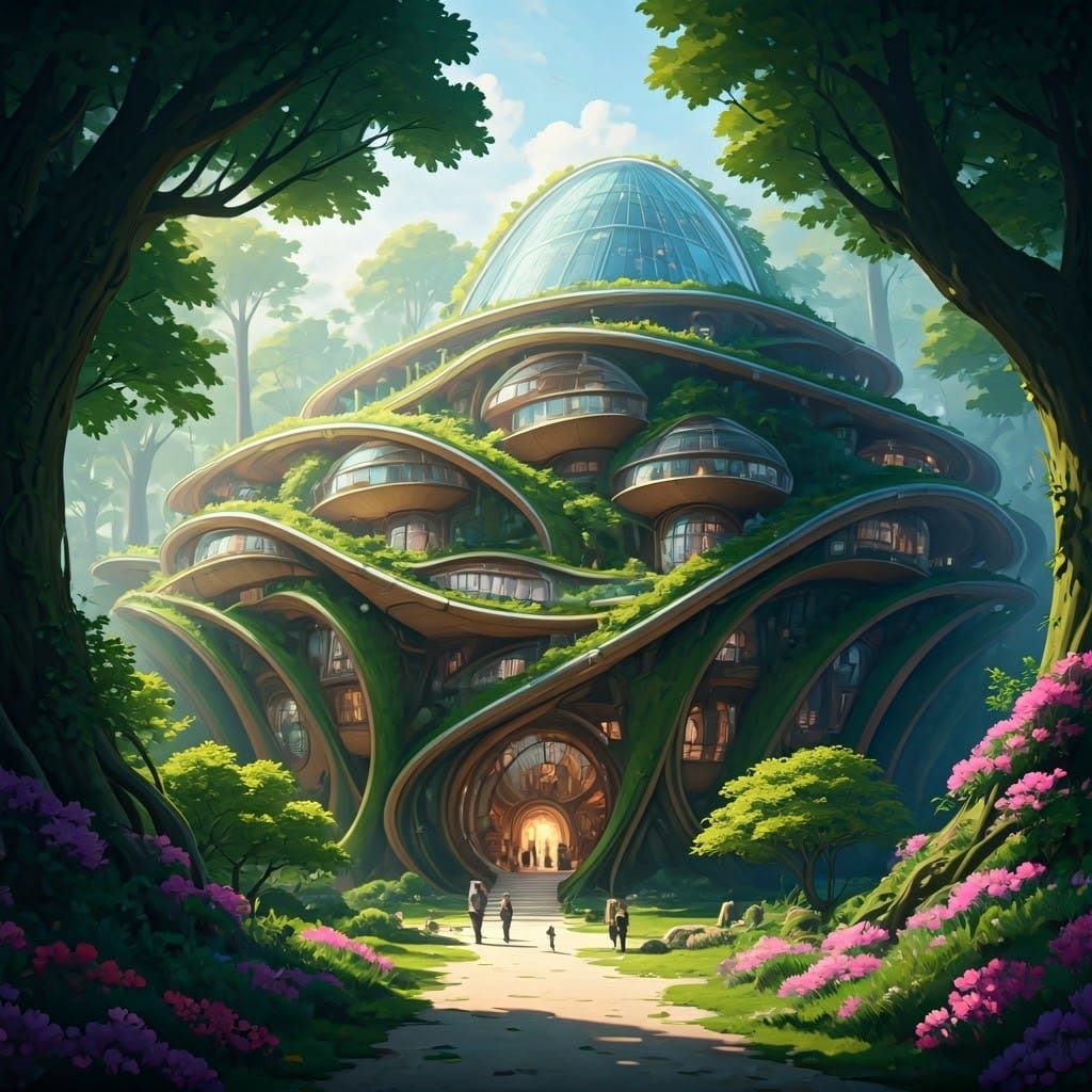 Surreal Eco-Friendly City Blends into Whimsical Forest
