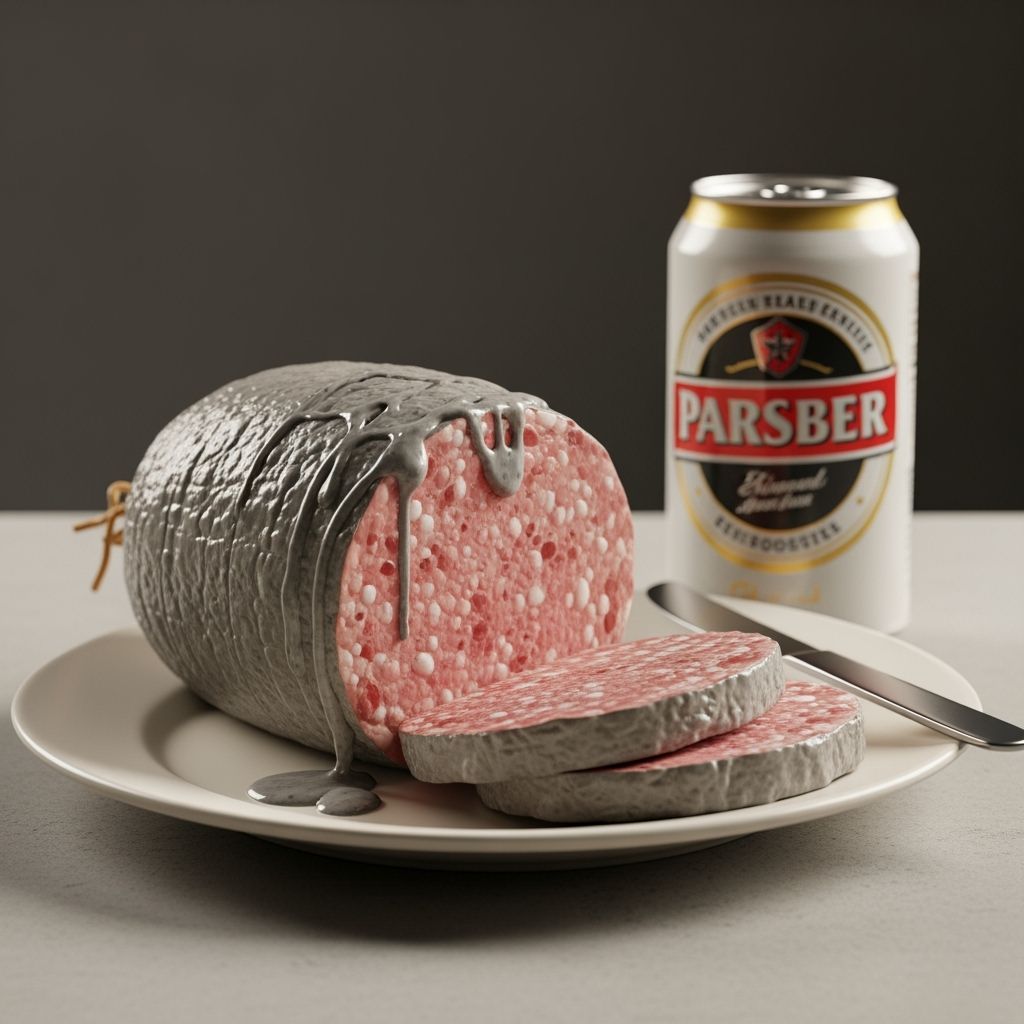 1950s Holiday Meat Plate with Beer Photorealistic