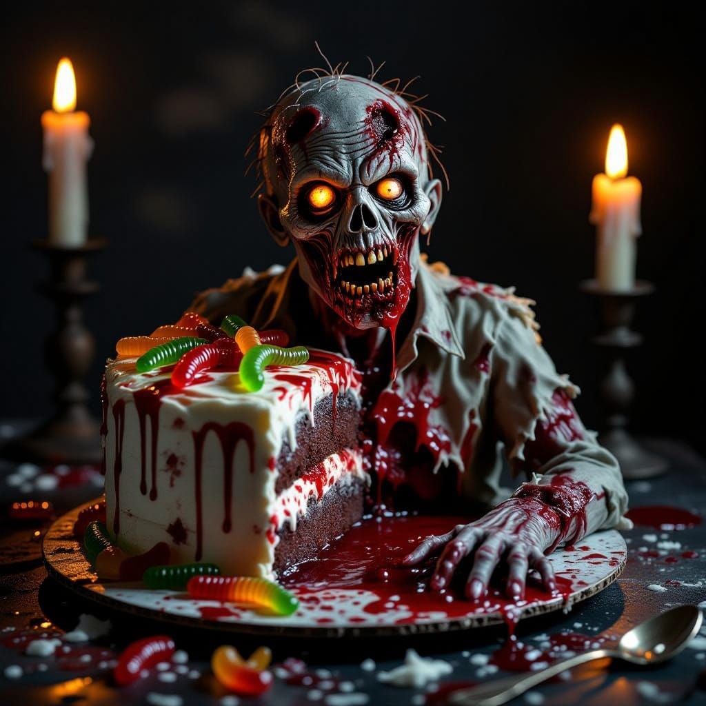 Grotesque Zombie Cake Oozing Edible Blood