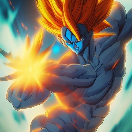 Intricately Detailed Super Saiyan Blue Vegeta Concept Art