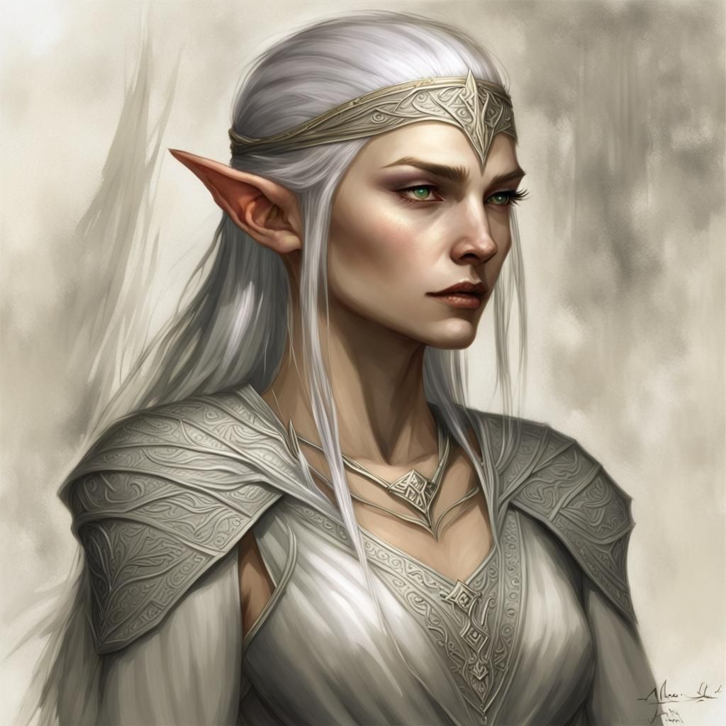 Elegant Ayleid Wild Elf Woman in Art Deco Style