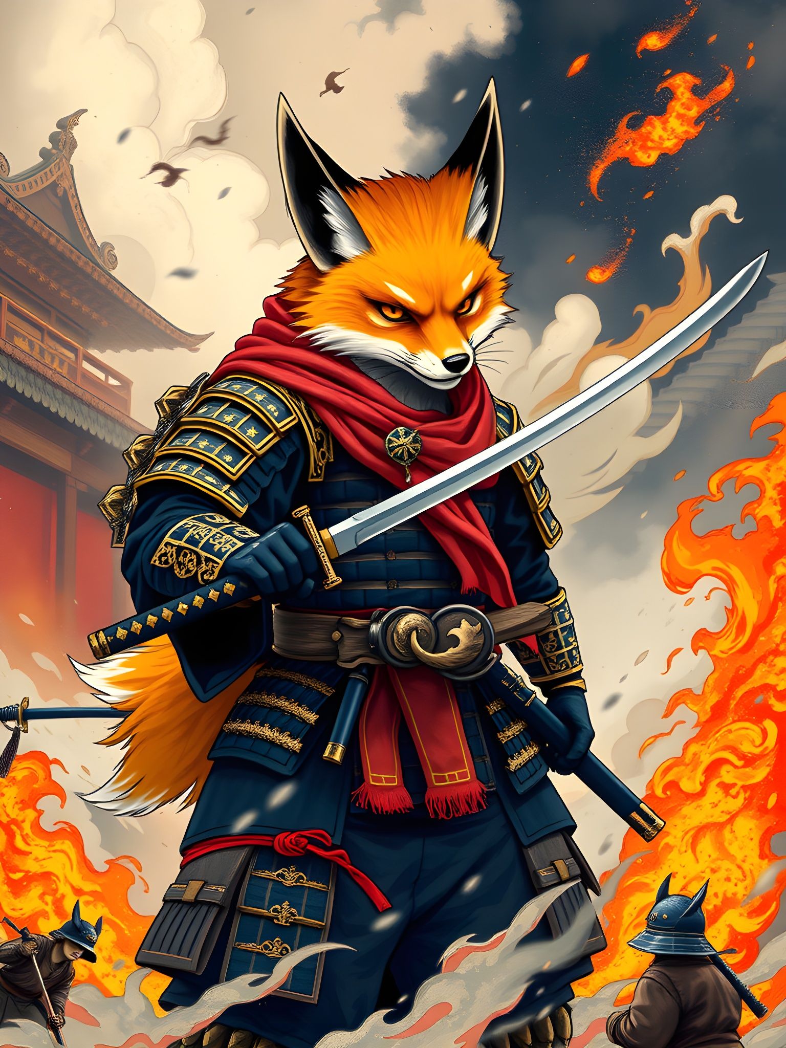 Fiery Fox Samurai in Battle