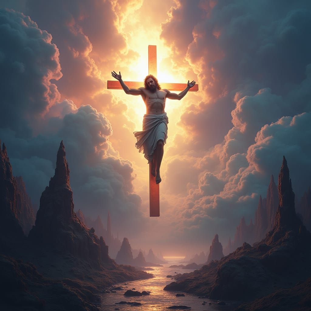 Ethereal Resurrection Scene in Vibrant Fantasy Style