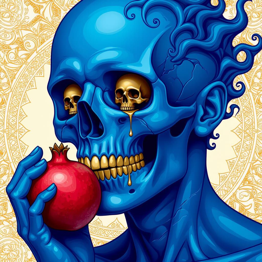 Hades with Pomegranate Tear: Abstract Fractal Art