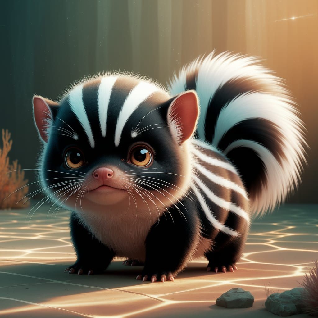 Adorable Skunk-Ray Hybrid with Expressive Eyes