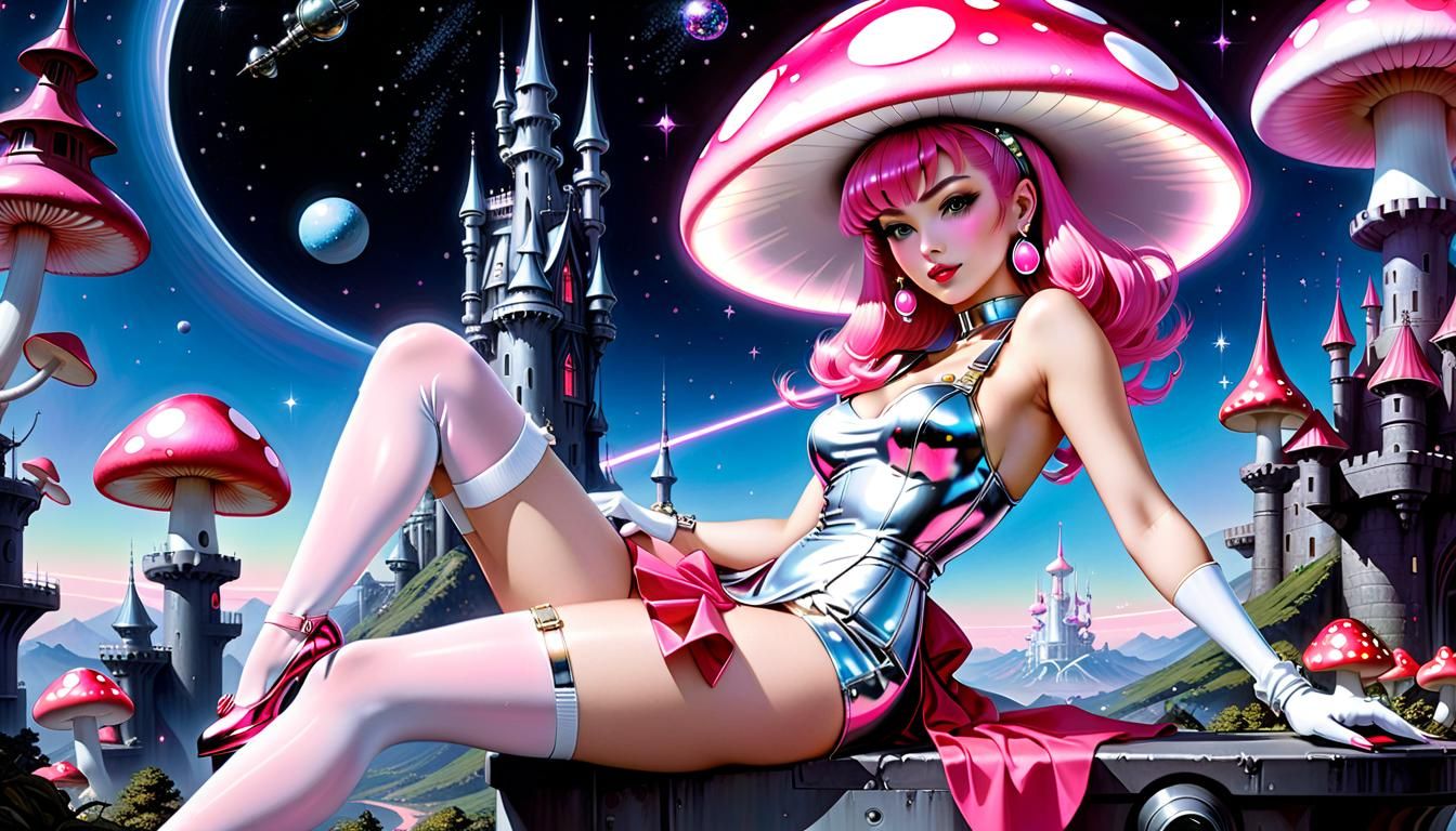 Toadette in a Cyberpunk Bosom Pin-up