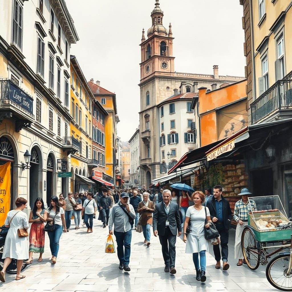 Vibrant Street Scene in Epic Impressionist Style