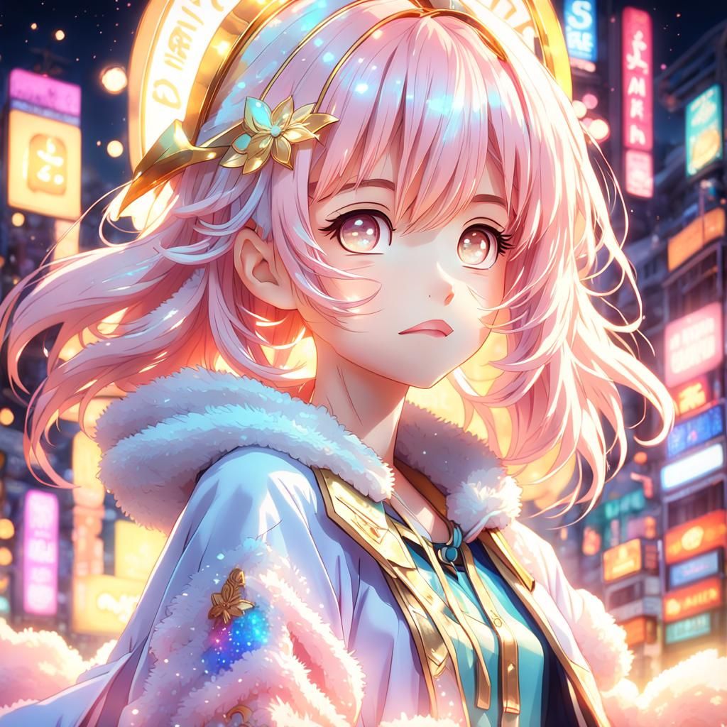 Moe Anime Girl with Vibrant Pink Dress