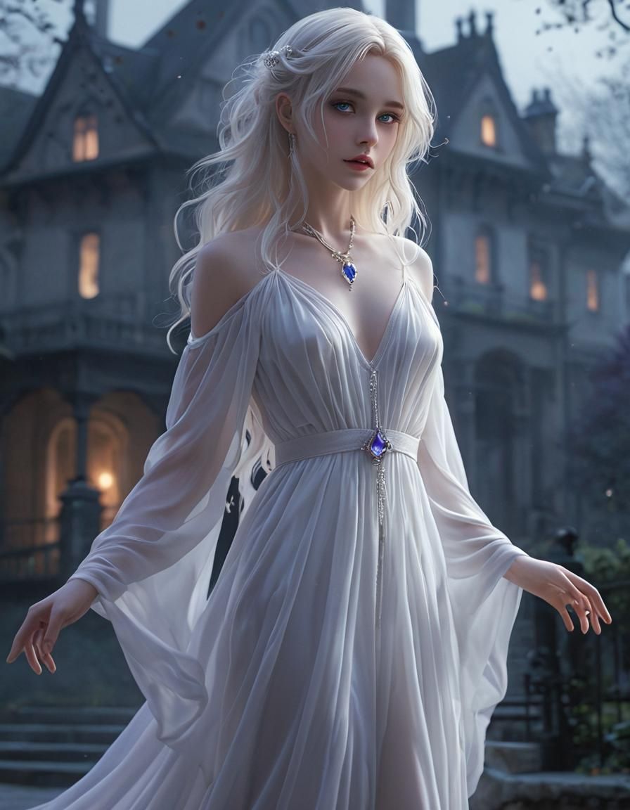 Ethereal Anime Goddess Radiates Soft Glow