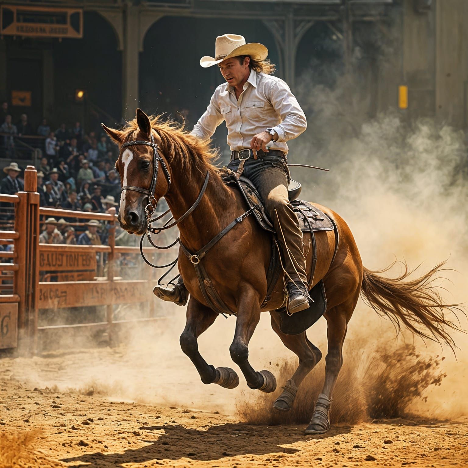 Daring Rodeo Rider in Mid-Air