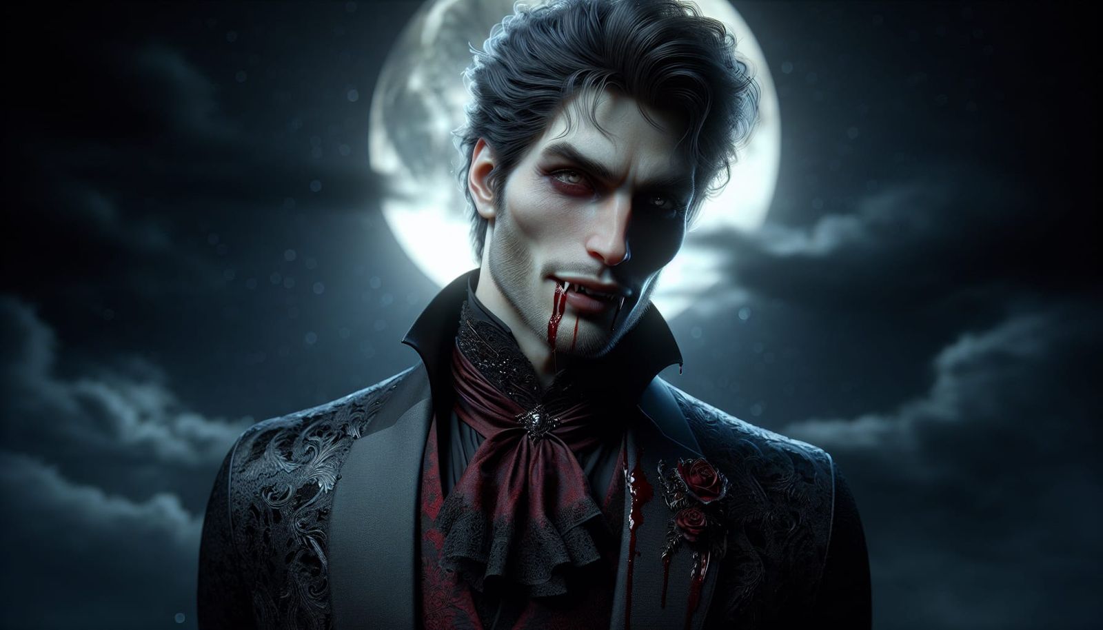 Elegant Italian Vampire Exudes Malevolent Power in Moonlit P...