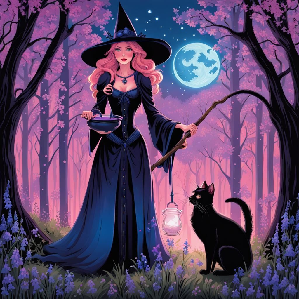 Enchanted Forest Witch Conjures Mystical Blooms