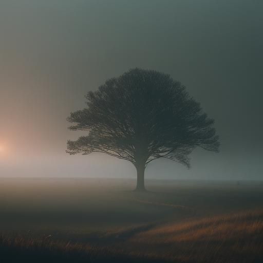 Moody Golden Hour Portrait in Misty Countryside