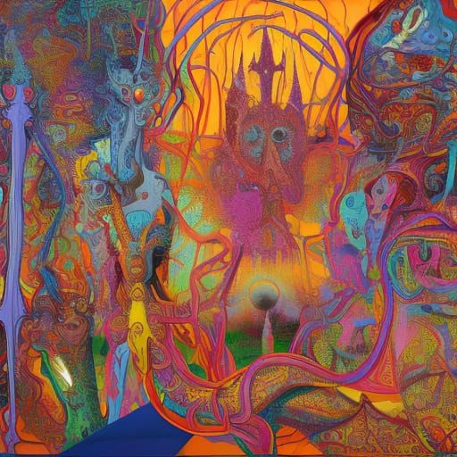 Surreal and Dark Fantasy Scene with Incestuous Camels