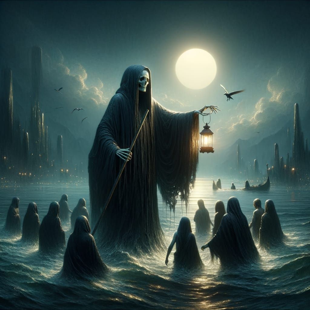 Death Guides Souls Across the River Styx