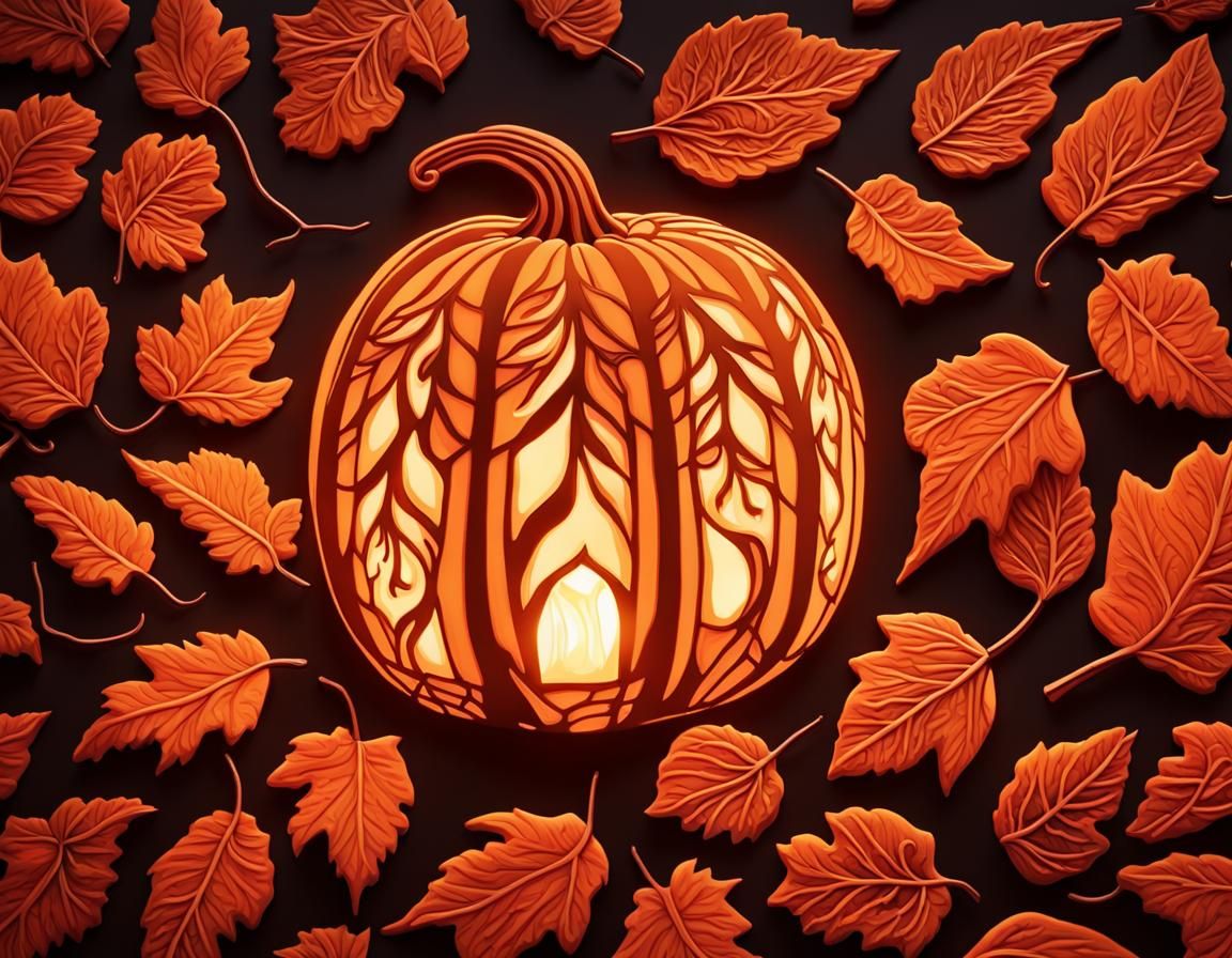 Surreal Autumn Pumpkin Radiates Warmth and Cozy Light